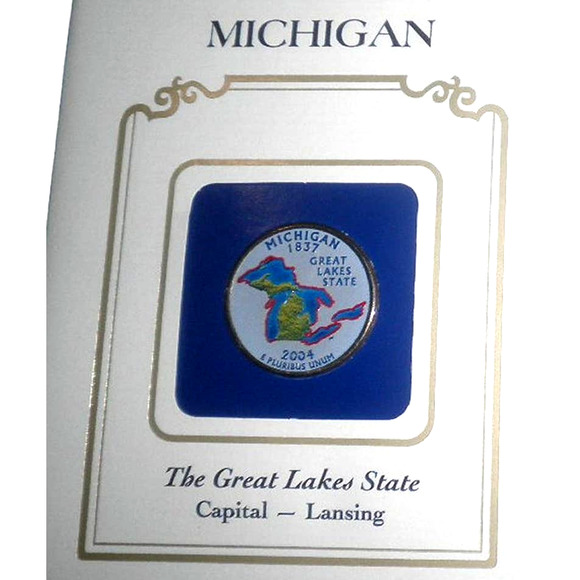 MICHIGAN COLORIZED QUARTER & FIRST DAY COVER BY POSTAL COMMEMORATIVE SOCIETY - Picture 2 of 3
